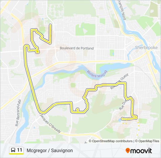 Plan de la ligne 11 de bus