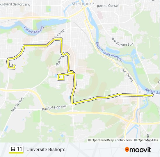 Plan de la ligne 11 de bus