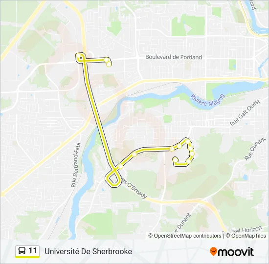 Plan de la ligne 11 de bus