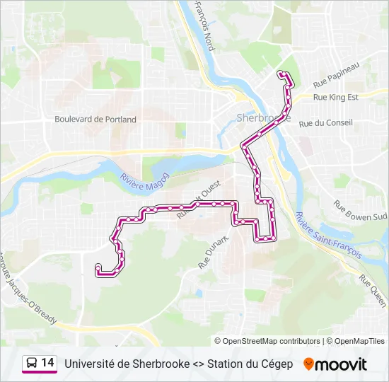 Plan de la ligne 14 de bus