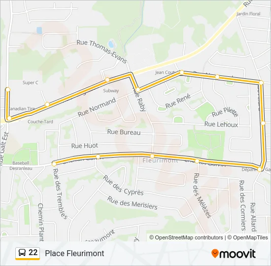 22 Bus Line Map