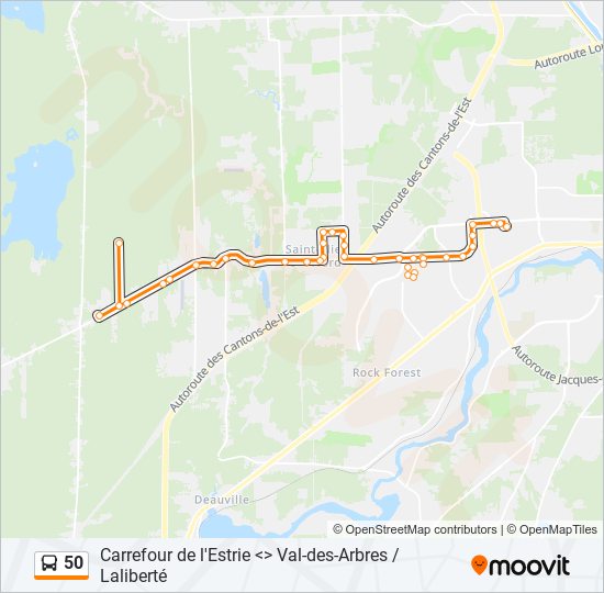 Plan de la ligne 50 de bus