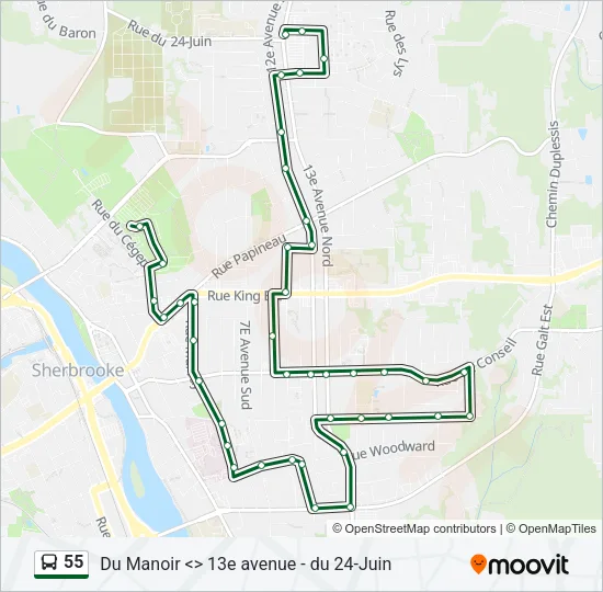 55 Bus Line Map