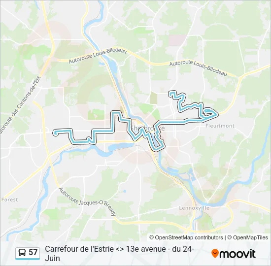 57 Bus Line Map