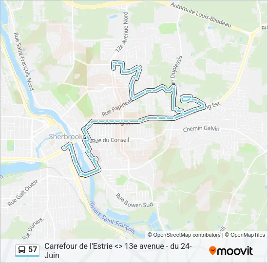 57 Bus Line Map