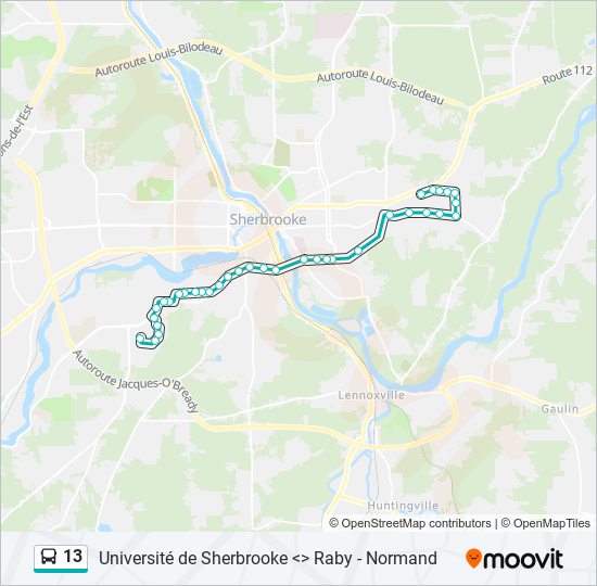 Plan de la ligne 13 de bus