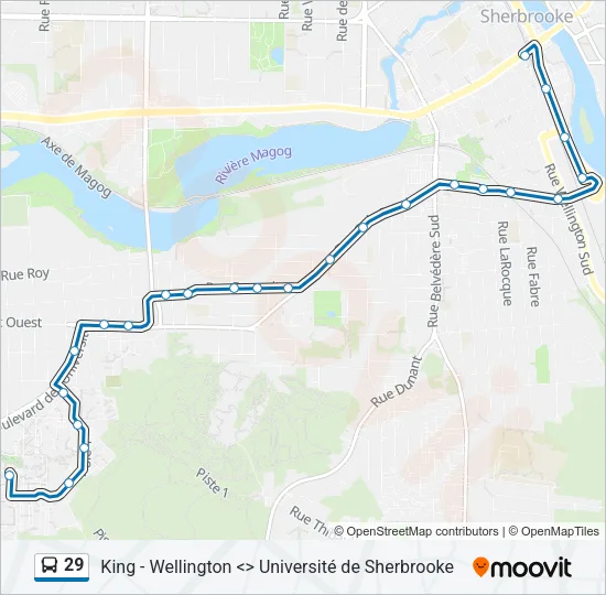 Plan de la ligne 29 de bus