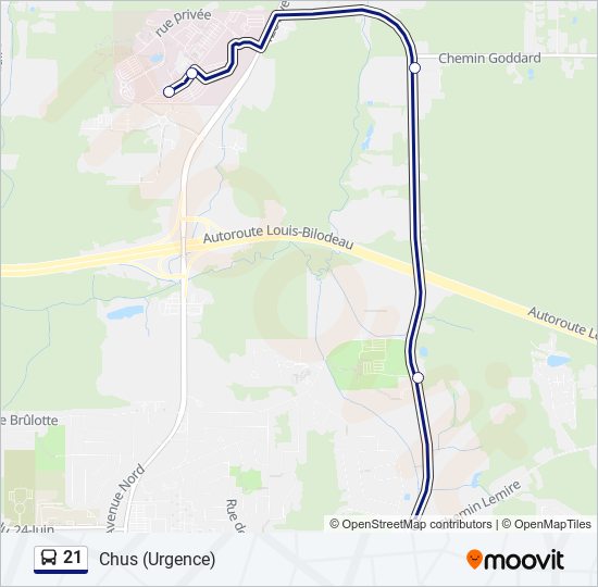 21 bus Line Map