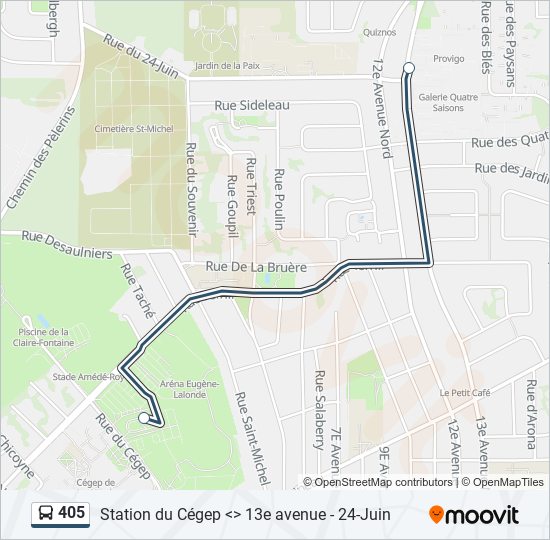 Plan de la ligne 405 de bus