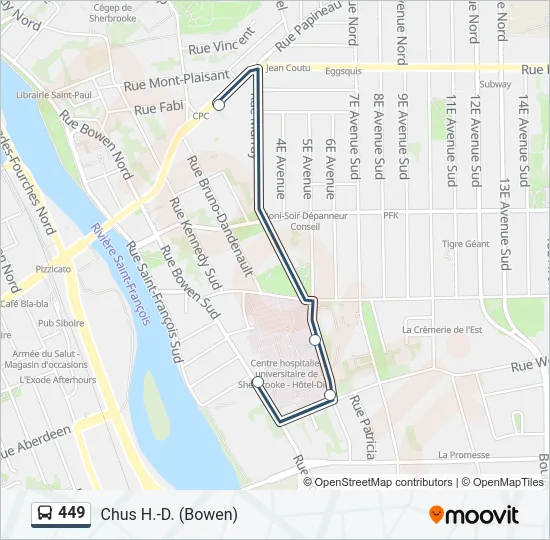 449 Bus Line Map