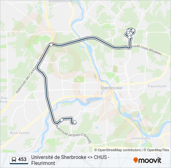 Plan de la ligne 453 de bus