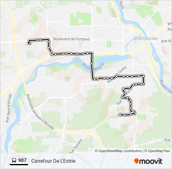 Plan de la ligne 907 de bus