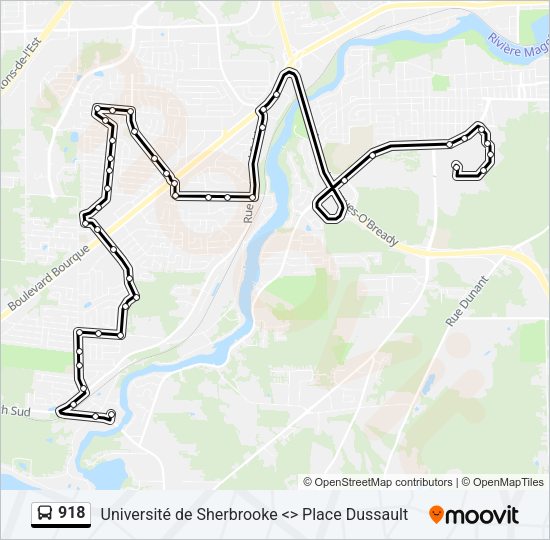 Plan de la ligne 918 de bus