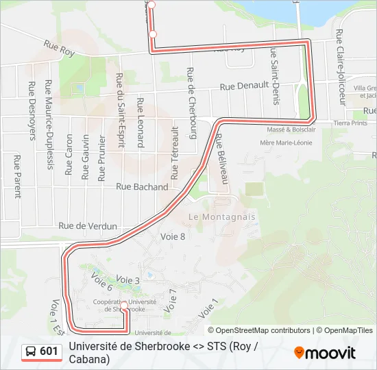 601 Bus Line Map
