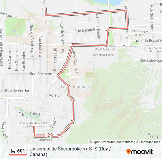 601 Bus Line Map