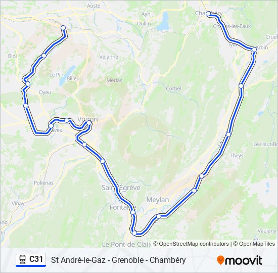 Plan de la ligne C31 de train