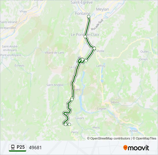 Plan de la ligne P25 de train