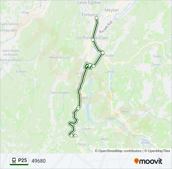 Plan de la ligne P25 de train