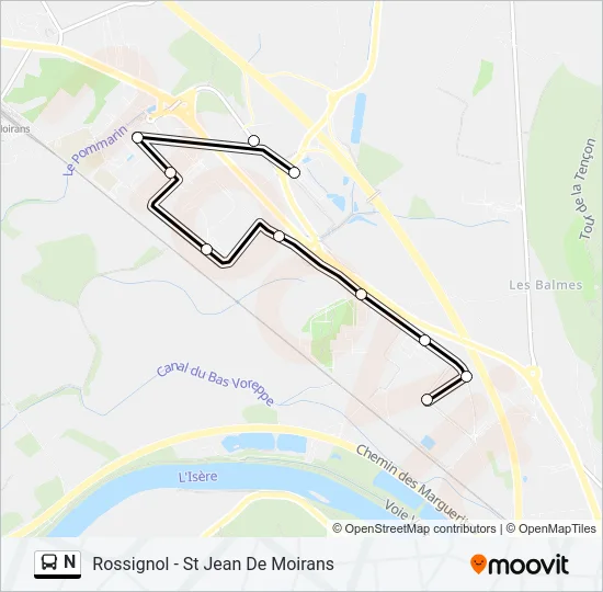N Bus Line Map