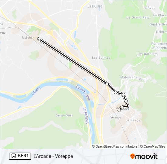 Plan de la ligne BE31 de bus