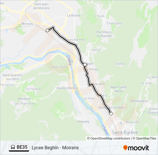 Plan de la ligne BE35 de bus