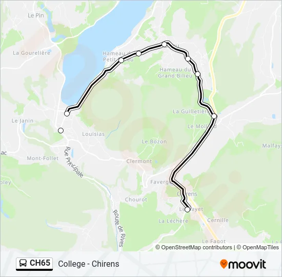 Plan de la ligne CH65 de bus