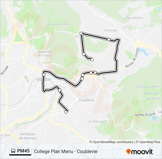 Plan de la ligne PM45 de bus