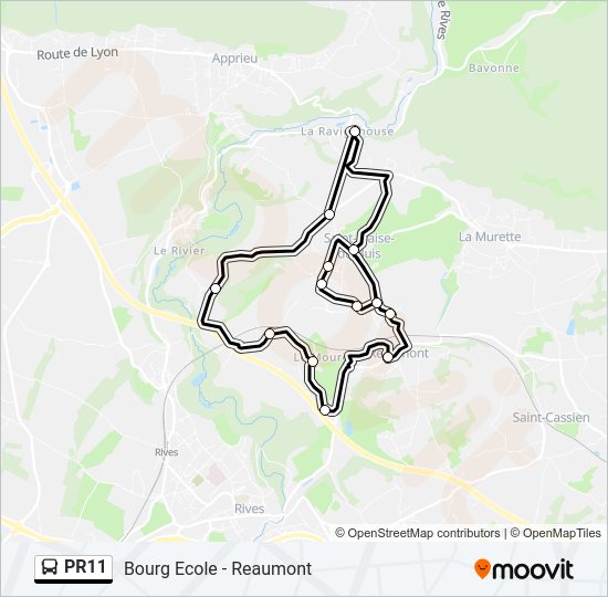 Plan de la ligne PR11 de bus