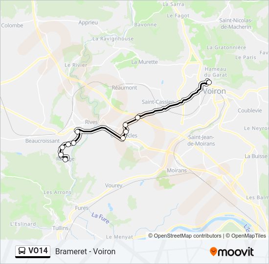 Plan de la ligne VO14 de bus