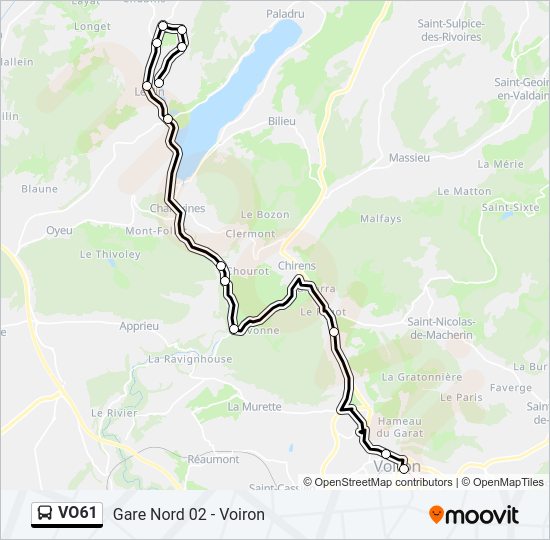 Plan de la ligne VO61 de bus