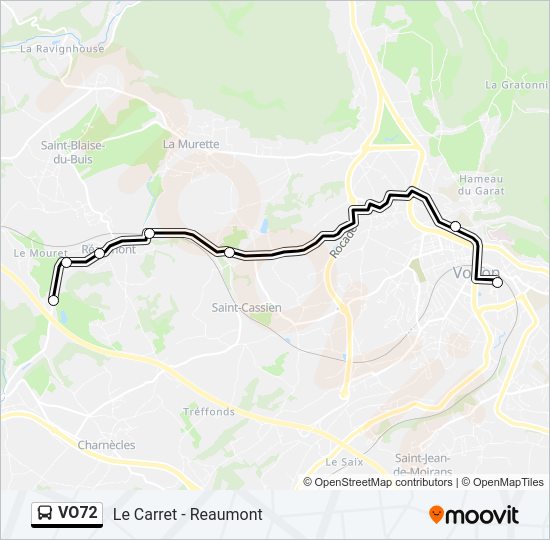 Plan de la ligne VO72 de bus