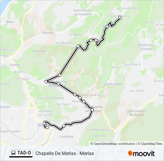 Plan de la ligne TAD-D de bus