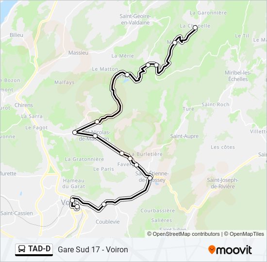 Plan de la ligne TAD-D de bus