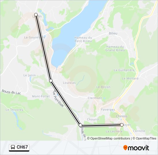 Plan de la ligne CH67 de bus