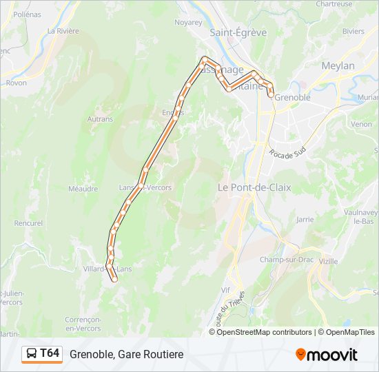 t64 Itinéraire: Horaires, Arrêts & Plan - Grenoble, Gare Routiere (mis ...