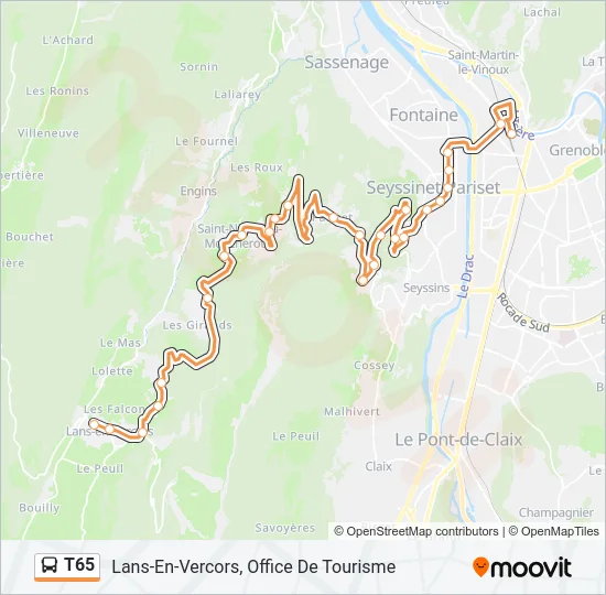 T65 Bus Line Map