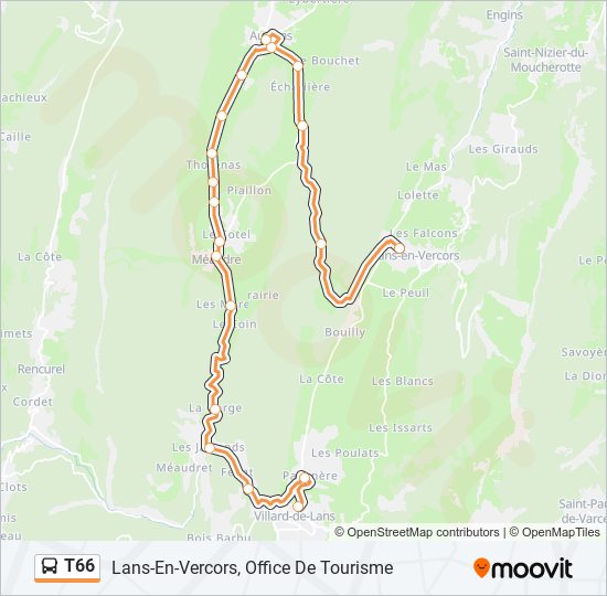 Mapa de T66 de autobús