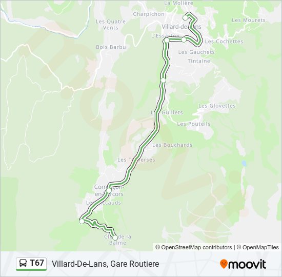 Mapa de T67 de autobús