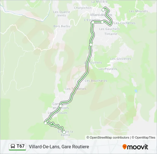 T67 Bus Line Map