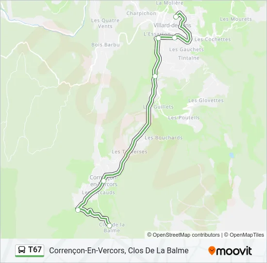 T67 Bus Line Map