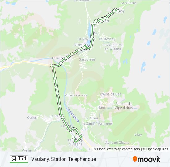 Mapa de T71 de autobús