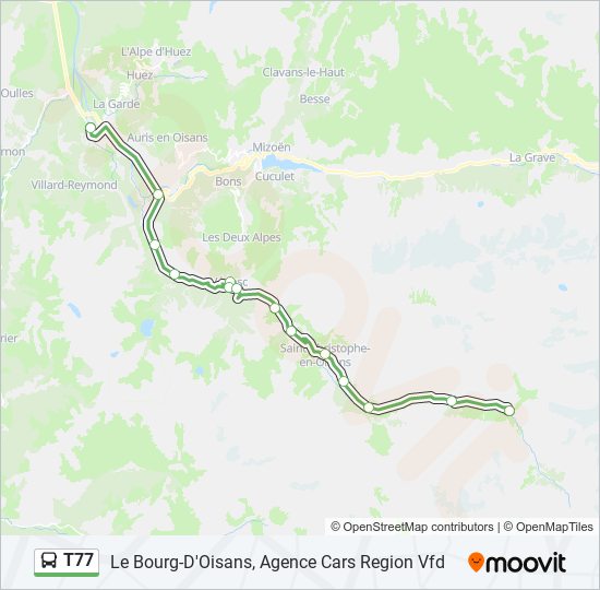 T77 bus Line Map