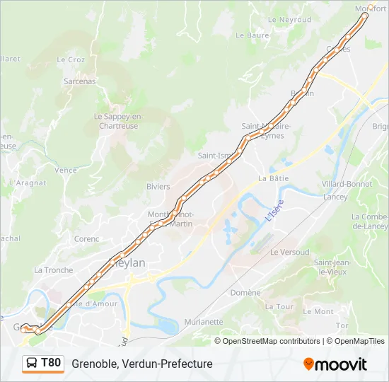 T80 Bus Line Map