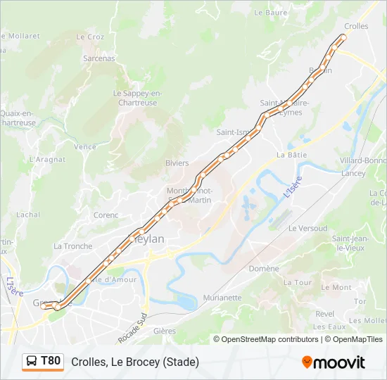 T80 Bus Line Map