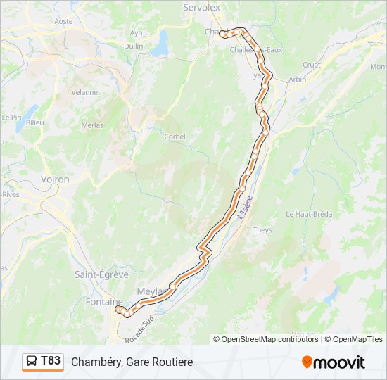 T83 bus Line Map