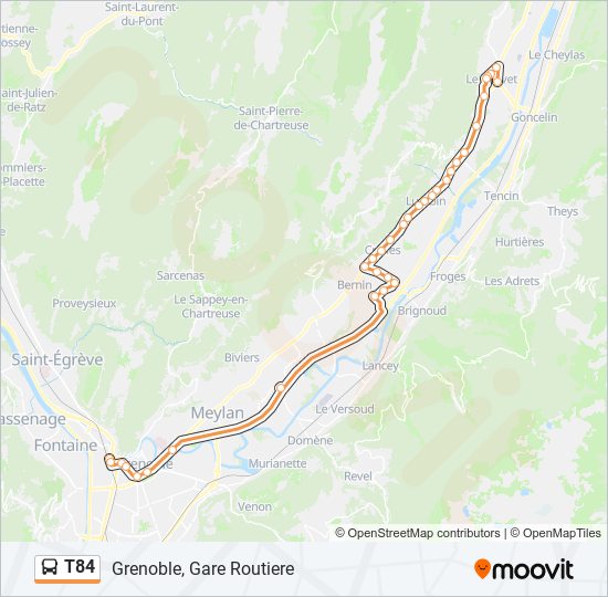 Mapa de T84 de autobús