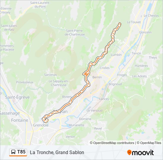 T85 bus Line Map