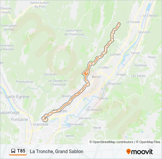 T85 Bus Line Map