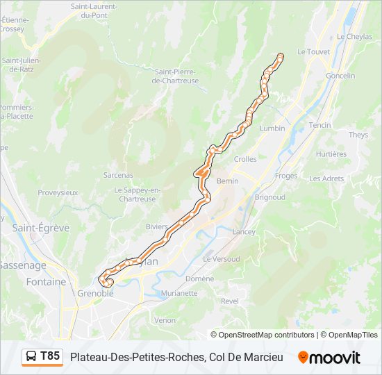 Plan de la ligne T85 de bus