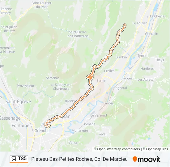 T85 Bus Line Map